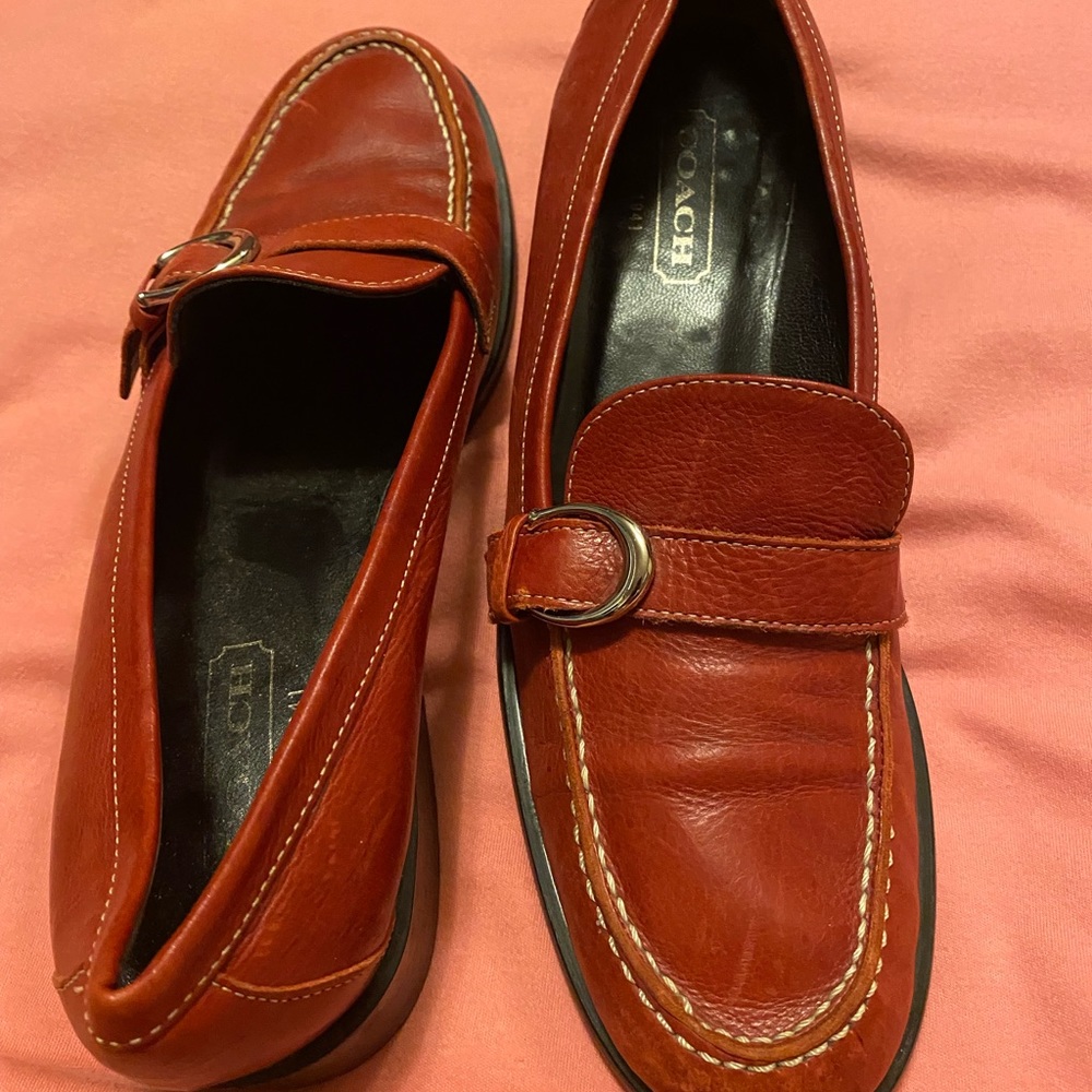 Coach Red Leather Loafers